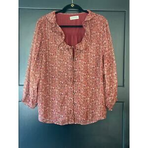 Lucky Brand Smocked Blouse Sz XXL